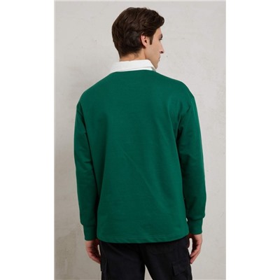Футболка-поло д/р P411-0570 d.green