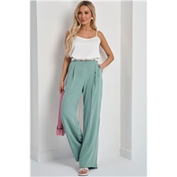 Брюки широкие серо-зелёные с карманами