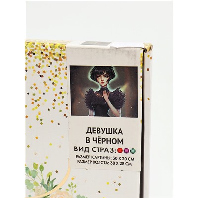 УЦЕНКА Алмазная вышивка с частичным заполнением «Девушка в черном» 20×30 см, холст
