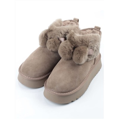 04-PAYH31-3Z KHAKI Угги женские (натуральная замша, 100% шерсть, натуральный мех)