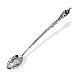 Ложка из серебра литье с фианитом частично-черненое аметист