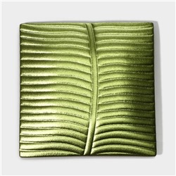 Тарелка Magistro «Папоротник», 14.5×14×1.8 см, стекло, зелёная