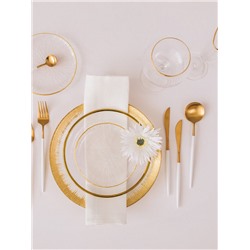 Набор столовых приборов Magistro «Фолк», 4 предмета, нержавеющая сталь, цвет металла золотой, белые ручки