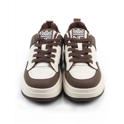 04-PDH336-3 BROWN Кроссовки демисезонные женские (натуральная кожа, нубук)