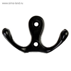 Крючок мебельный ТУНДРА TKd=003, двухрожковый, черный, 5 шт. TMP