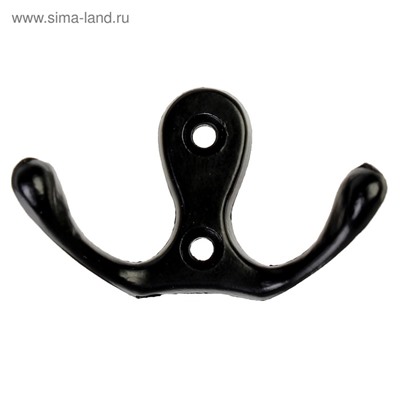 Крючок мебельный ТУНДРА TKd=003, двухрожковый, черный, 5 шт. TMP