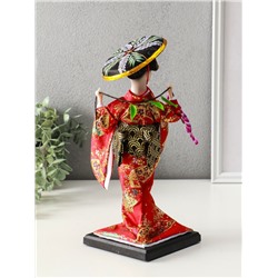 Кукла коллекционная «Японка с цветочной ветвью и в шляпе», 30 см