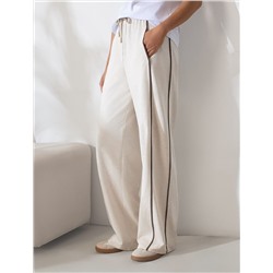 Прямые брюки с лампасами из эластичного футера двухнитки без начеса