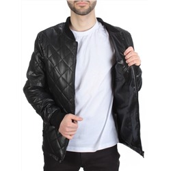161 BLACK Куртка из эко-кожи мужская (50 гр. синтепон)