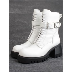 01- GZ6115-G71-N101 WHITE Ботинки демисезонные женские (натуральная кожа)