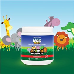 NaturesPlus, Mag Kidz, Animal Parade, добавка с магнием в виде порошка для детей, вкус вишни, 171 г (0,38 фунта)