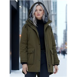 Парка женская зимняя MTFORCE c капюшоном цвета хаки 2329Kh