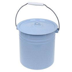 Ведро эмалированное, 12 л, цельнотянутое, с крышкой, голубое