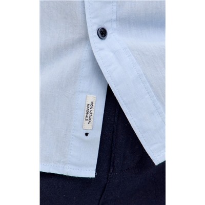 Рубашка д/р лен F511-0480 l.blue