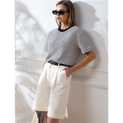 Свободная футболка в полоску из премиального хлопка с эластаном