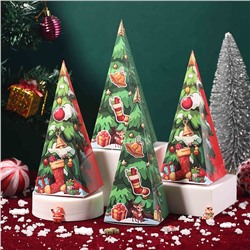 Набор из 4 подарочных складных коробок "ЁЛОЧКИ". Размер: 18,5*7,5 см.