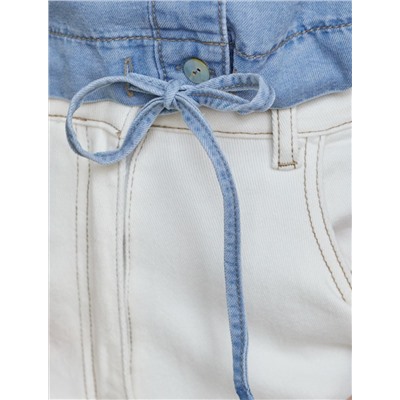 Укороченная блузка с кулиской из джинсового лиоцелла