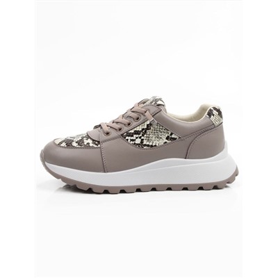 03-A847-11 GRAY/BROWN Кроссовки женские (натуральная кожа)