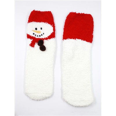 Носки НГ махровые р.35-40 "Christmas" Снеговик на красном