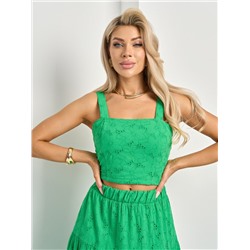 Топ зелёный на широких бретелях