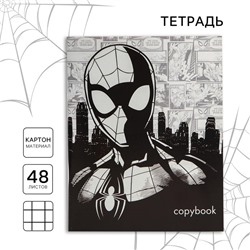 Тетрадь в клетку 48 л., картонная обложка «Супергерой, Человек-паук»