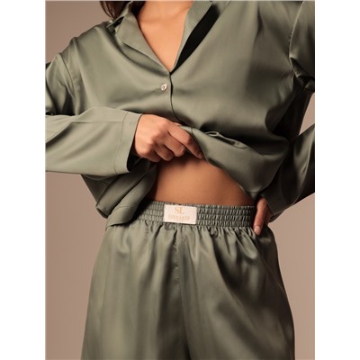 Пижама женская (рубашка, шорты) SL HOME Tensel Home, зелёная