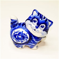 Кот Васька фарфор гжель 10*9*5 см