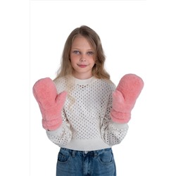 Варежки детские меховые лосось