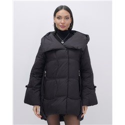 Куртка зимняя женская с большим капюшоном модная черного цвета 7739Ch