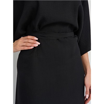 Платье длинное чёрное с поясом