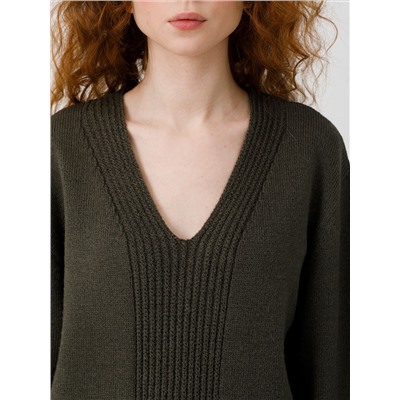 Джемпер вязаный тёмно-оливковый