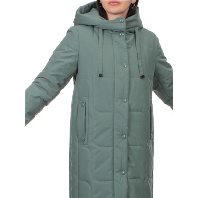 1133 GRAY/GREEN Пальто зимнее облегченное женское (холлофайбер 150 гр.)