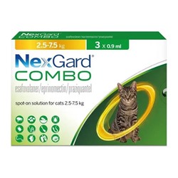 NexGard Combo капли от блох и клещей для кошек (весом 2,5-7,5 кг) 3 шт x 0,9 мл