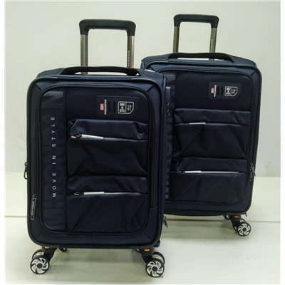 Чемодан (комплект из 2-х) , текстиль,  50159-2 18/20 дюйм Темно-синий