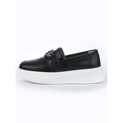 03-PDD169-6 BLACK/WHITE Полуботинки женские (натуральная кожа)