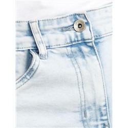 Джинсы трубы c декоративной стиркой из эластичного плотного денима