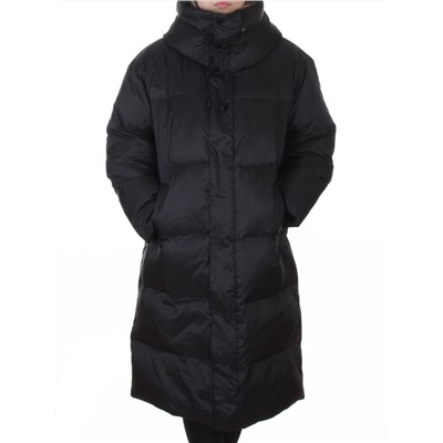 3063 BLACK Пальто пуховое женское оверсайз (утиный пух)