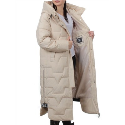 H268 LT. BEIGE Пальто зимнее женское (170 гр. холлофайбер)