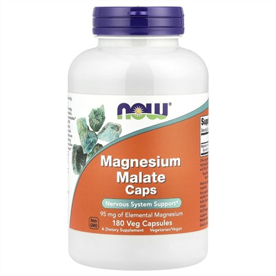 NOW Foods, Малат магния в капсулах, 95 мг, 180 растительных капсул