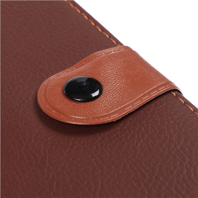 Записная книжка А6, 102 листа, обложка ПВХ, на кнопке, коричневая