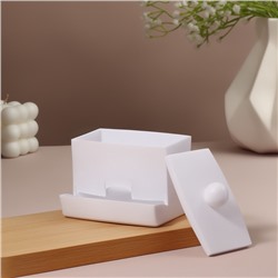Органайзер для ватных палочек, с крышкой, 9×6.5×7.5 см, белый