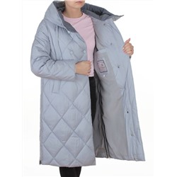8388 GRAY/LT. BLUE Пальто стеганное зимнее женское оверсайз (200 гр. холлофайбер)