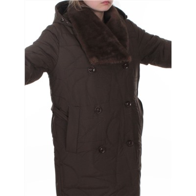 A617 BROWN Пальто зимнее женское (верблюжья шерсть, 120 гр. холлофайбер)