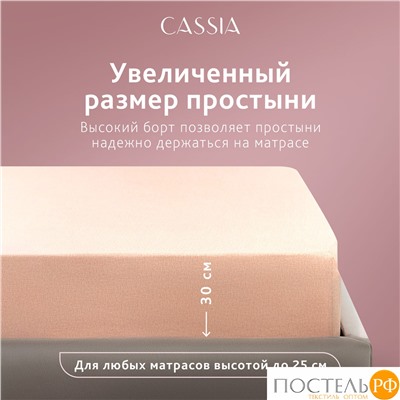 CASSIA АЙЛА Простыня на резинке 180х200+30, 1 пр., хл./сатин розовый