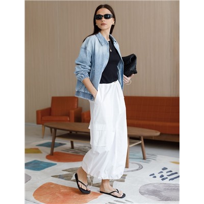 Юбка карго с кулисой внизу и резинкой на поясе из плотного поплина