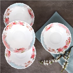 Набор суповых тарелок 4 штуки 650 мл 175 мм / TW-70 (6801) Розы на голубом/