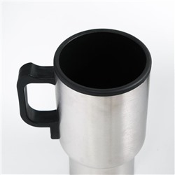 Термокружка Мастер К, 450 мл, 16×8.5 см, автомобильная, сохраняет тепло 4 ч, 16×8.5 см, нержавеющая сталь, серебристая