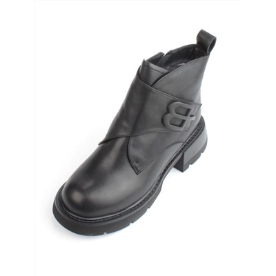 04-M3-L857 BLACK Ботинки зимние женские (натуральная кожа, натуральный мех)