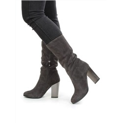 YF189-012M DARK GREY Полусапоги зимние женские (натуральная замша, натуральный мех (еврозима))