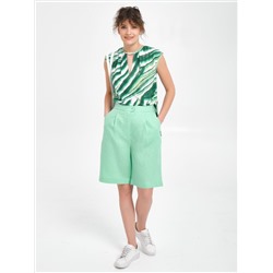 Шорты льняные мятного цвета с карманами